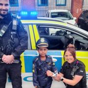 Officers welcomed their five-year-old visitor to their station