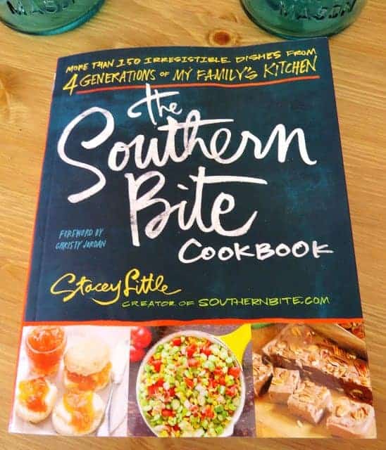 The Southern Bite Cookbook shown on a wood table.