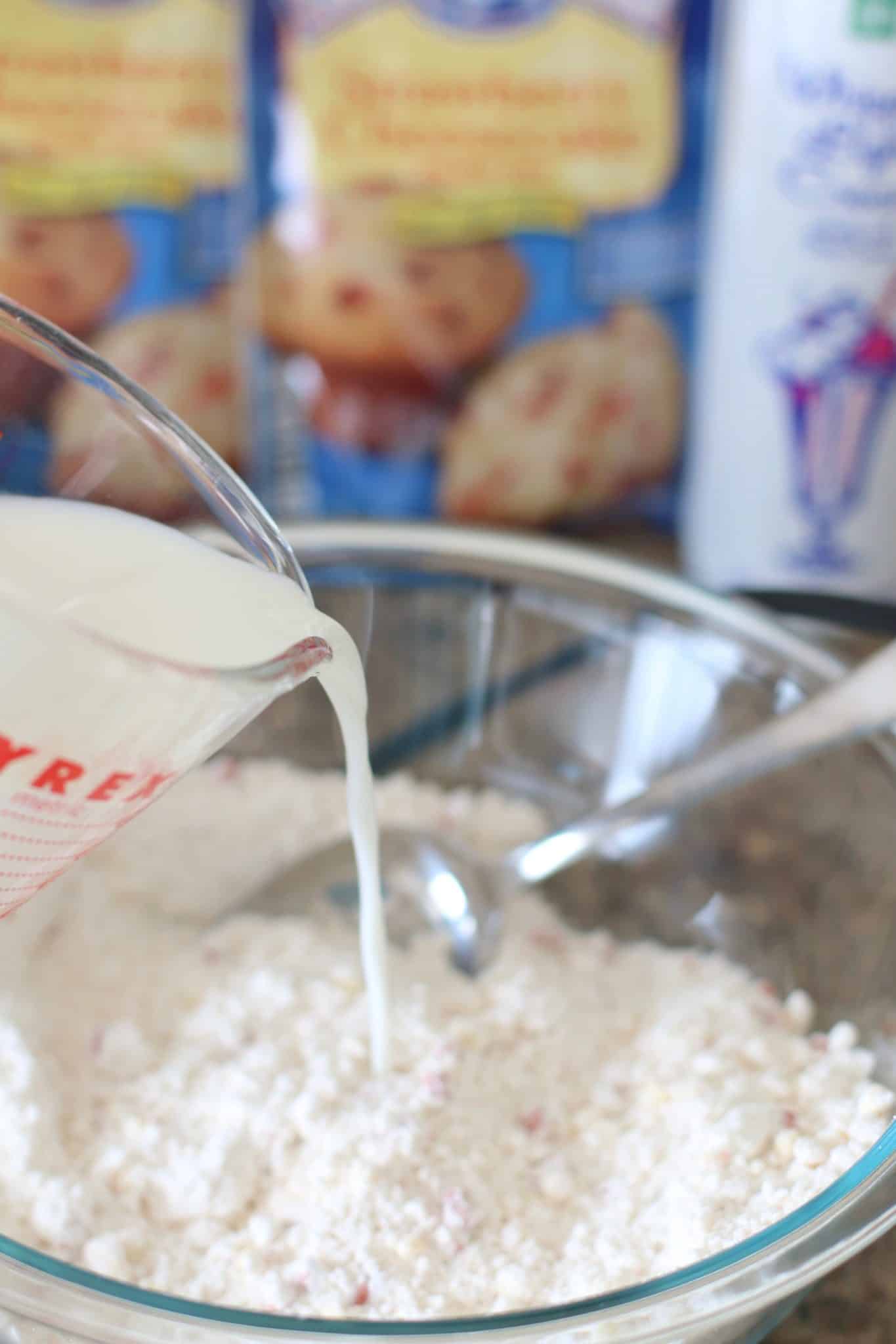 milk and strawberry muffin mix