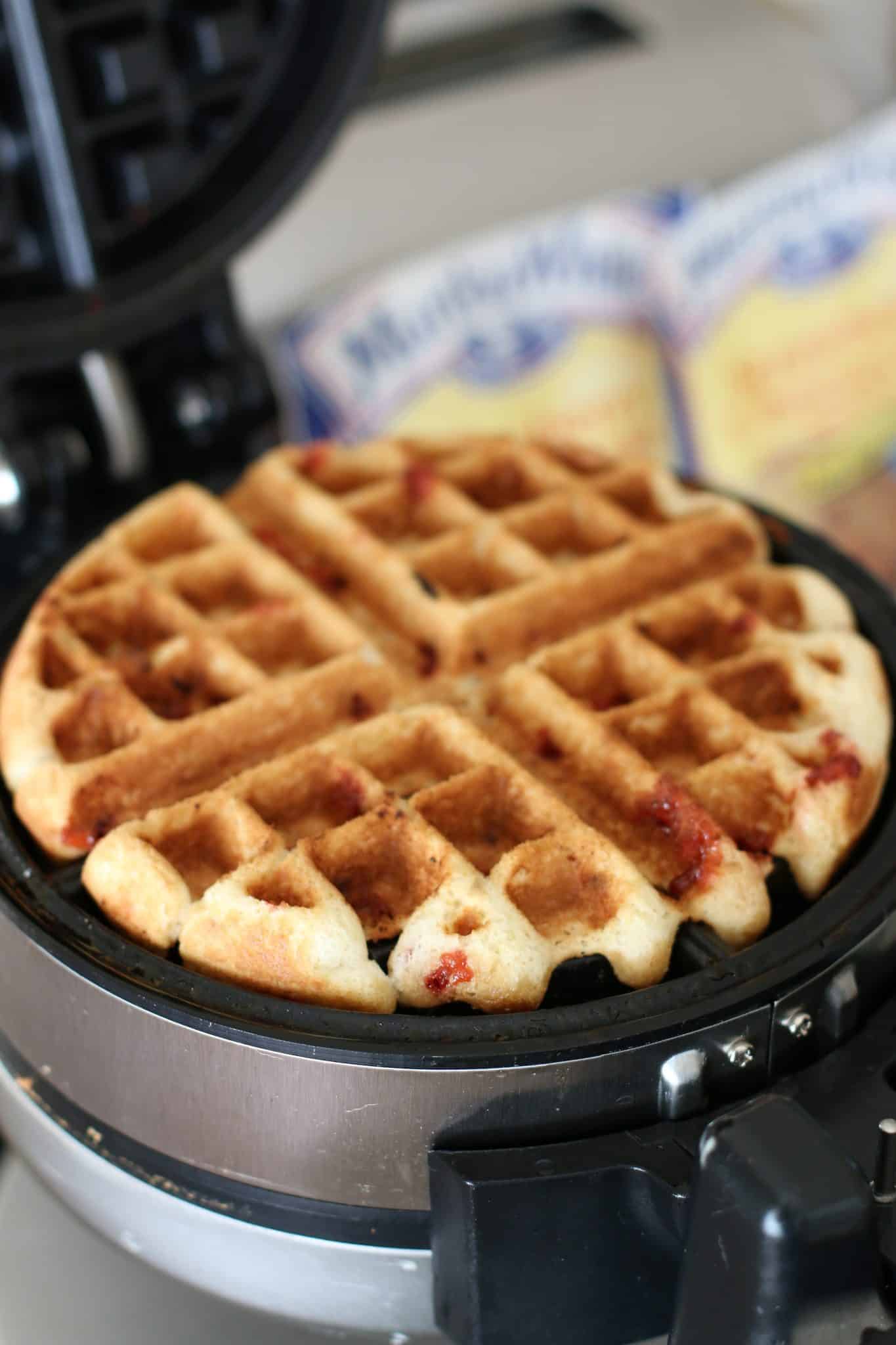 golden brown strawberry muffin mix waffles