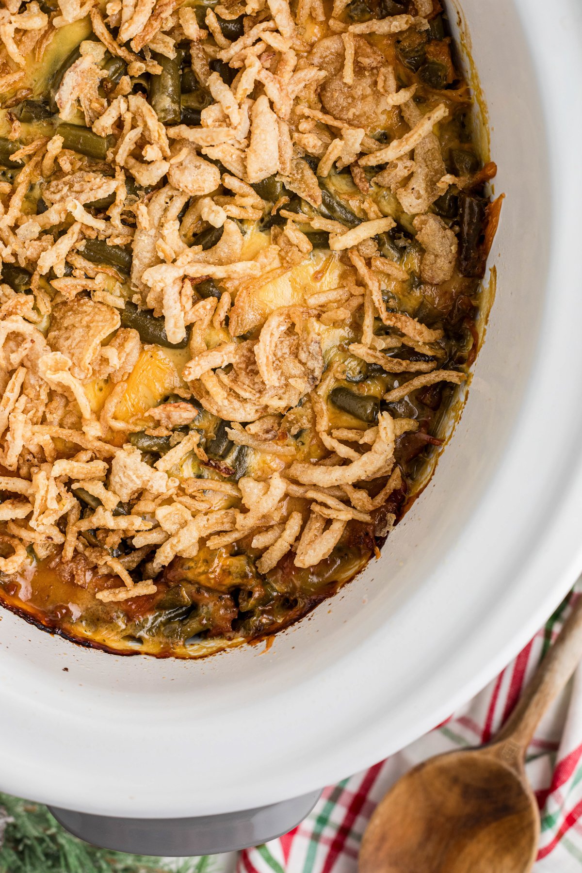 Slow cooker Christmas casserole in a crockpot.