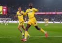 Crystal Palace's Jean-Philippe Mateta celebrates scoring their side's first goal of the game during the Premier League match at the London Stadium. Picture date: Saturday January 18, 2025.