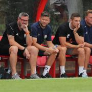 Barnet boss Dean Brennan looks on during pre-season Image: Gavin Ellis/TGS Photo