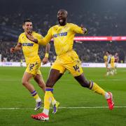 Crystal Palace's Jean-Philippe Mateta celebrates scoring their side's first goal of the game during the Premier League match at the London Stadium. Picture date: Saturday January 18, 2025.