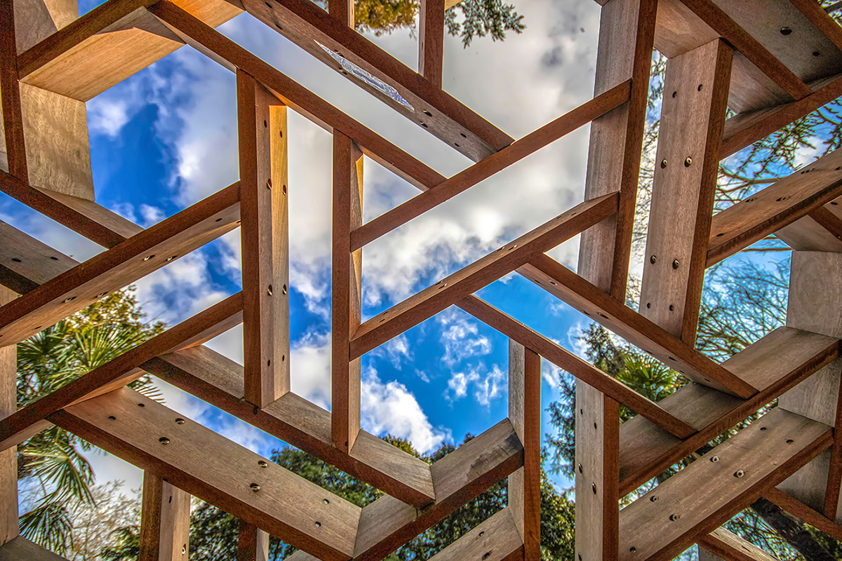 Wooden window and the sky in the background