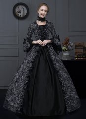 Medieval Renaissance Gray Floral Cotton Gothic Victorian Ball Gown Women Fantasy Queen Masquerade Dress Theater Costume