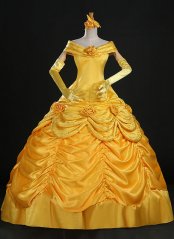 High-end Adult Yellow Moive Beauty and the Beast Cosplay Costume Women Belle Princess Dresses