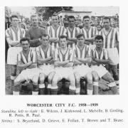 Worcester City's team photo from the 1958/59 season where they triumphed 2-1 over Liverpool in the FA Cup