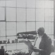 Photo taken around 1919 of Henry Handley. The multi-paned window in the background is the one seen from the outside in other images