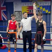 Jayden Bryce (right) claimed his sixth Midlands title by stopping Luke Collins in the second round