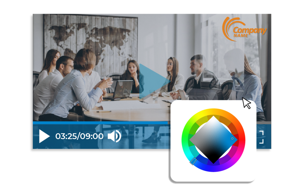 Video branding and colour customization wheel on video player
